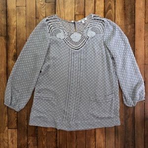 DANIEL RAINN Sheer Polka Dot Blouse